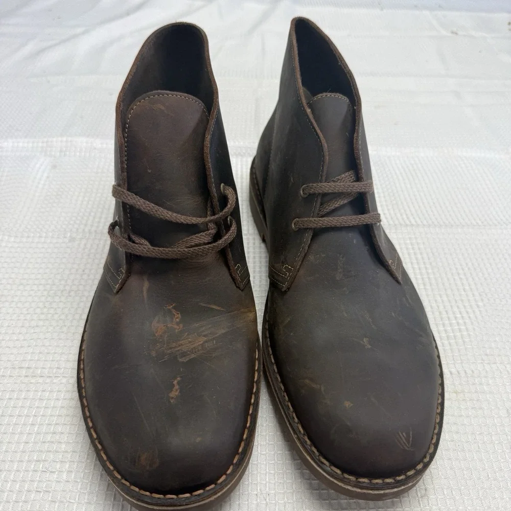 Clarks Desert Bushacre Boot Mens 10.5M Chukka Distressed Leather 15522 Brown New